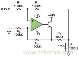 圖3.IOUT= 1 mA的示例電路。