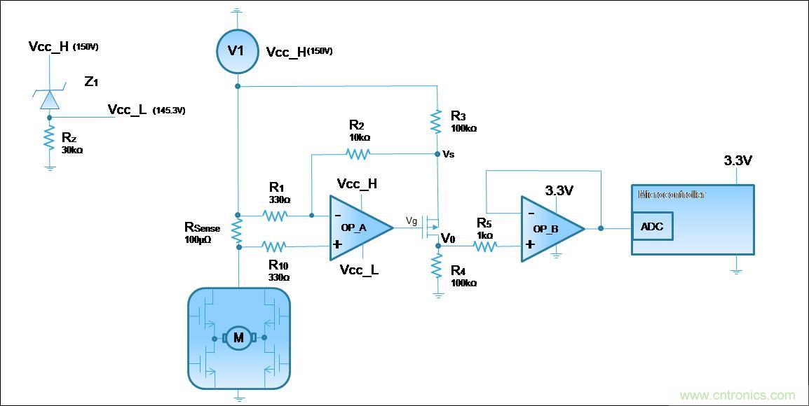 低壓運(yùn)放如何檢測(cè)高壓上橋臂電流？