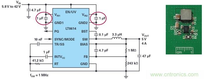 是否可以將低EMI電源安裝到擁擠的電路板上？