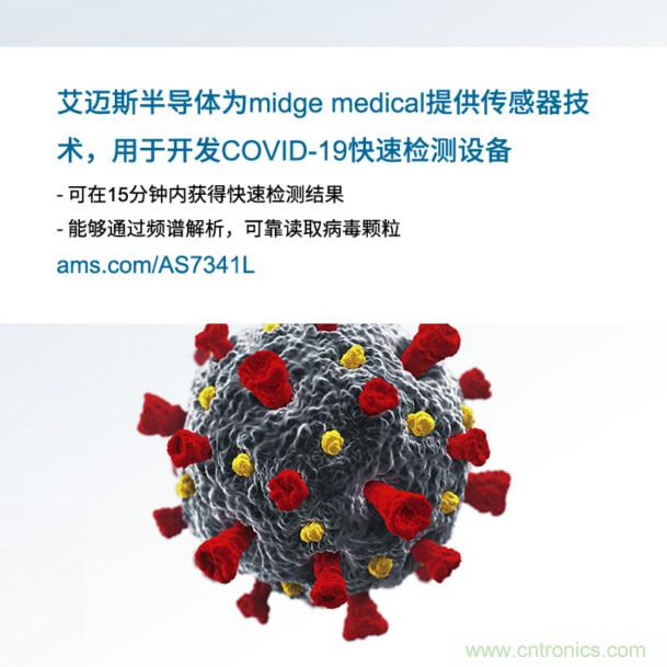 艾邁斯為midge medical提供傳感器技術(shù),用于開(kāi)發(fā)COVID-19快速檢測(cè)設(shè)備