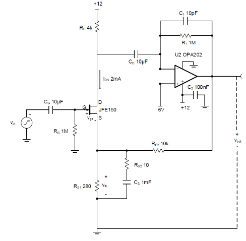 如何使用分立式 JFET 放大低噪聲電路中的小信號？